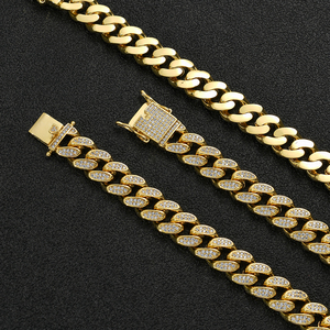 BC005 Chaîne cubaine en laiton 12mm, 16, 18, 20, 24 pouces, style Hip Hop, entièrement pavée de micro-zircons CZ, collier bijou - Product Image 4