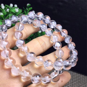 Natural Different Size <strong>Clear</strong> Crystals <strong>Quartz</strong> White Angel Aura Ghost Crystal Healing <strong>Bracelet</strong> - Product Image 1