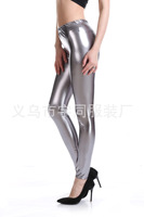 Femmes Performance Latex Wet Look Holographique Shinny Metallic Dance Club Wear Leggings Collants d'Halloween pour les filles