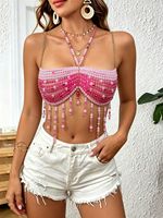 Chaîne de corps ajustable faite à la main avec perles de cristal multicouches pour femme, idéale pour les festivals bohèmes, les raves et les soirées estivales