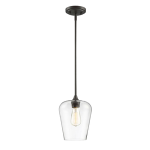 Modern Industrial Pendant <b>Lighting</b> <b>Shade</b> Rustic Farmhouse Lamp Handblown Clear Seeded Glass LED 3500K Warm White Home Office 80 - Product Image 1