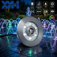 Cascade submersible extérieure IP68 12V 24V automatique RGB 150mm cercle moyen sous-marin étanche RGB fontaine sèche lumière