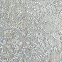 120 pouces blanc Vintage brodé dentelle Table couverture Sequin Table superposition nappe pour la fête de mariage