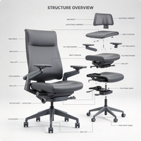 Chaise de bureau ergonomique à dossier moyen avec revêtement en cuir PU, accoudoirs réglables et base pivotante pour espace de travail commercial