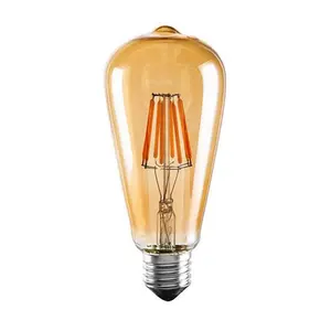 Lâmpada de led edison regulável, e26 e27 base 4w 6w 8w, lâmpada decorativa, filamento st64