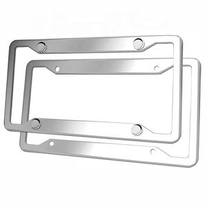 Vente chaude universelle avant et arrière en aluminium support de voiture couvre étiquettes cadres de <span class=keywords><strong>plaque</strong></span> d'<span class=keywords><strong>immatriculation</strong></span> en argent - Product Image 2