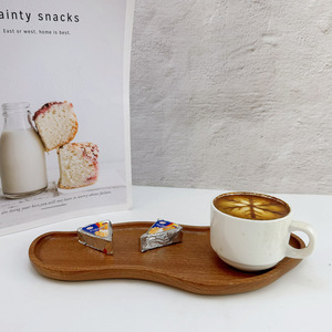 Solid Wood <b>Tray</b> Irregular Shape 28.8x11.2x1.5cm Japanese Style Serving Plate For Snacks <b>Tea</b> Cake - Product Image 3