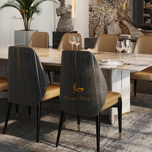 Table à manger de luxe en marbre 8-14 places, chaise console en tissu, taille et couleur personnalisables, mobilier de salle à manger - Product Image 3