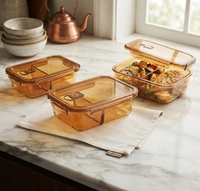 Conteneur alimentaire en verre H en gros, boîte de préparation de repas hermétique avec couvercle verrouillable, anti-fuite, compatible micro-ondes et congélateur