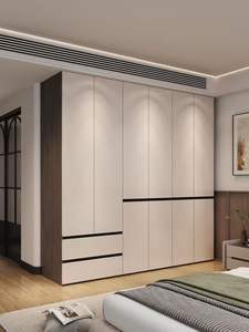 <span class=keywords><strong>Armoire</strong></span> murale sur mesure |   <span class=keywords><strong>Armoire</strong></span> de chambre à coucher de style moderne |   Design segmenté bicolore avec vitrine et coiffeuse - Product Image 2