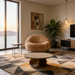 Poltrona Sacco Oversize di Lusso, Divano Singolo Ergonomico Imbottito Circolare, Design per Arredamento Camera da Letto e Salotto - Product Image 4