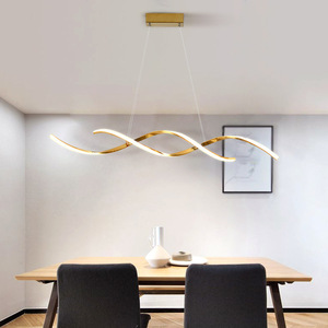 Lampadario a Sospensione LED in Alluminio con Design Moderno a Onda, Finitura Elettroplaccata Oro, Nero o Cromo per Sala da Pranzo - Product Image 5