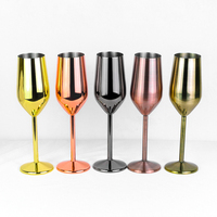 Flûtes à champagne en métal incassables de 220 ml (7 oz) avec pied, réutilisables, en acier inoxydable 304, verres à vin mousseux pour restaurant et hôtel