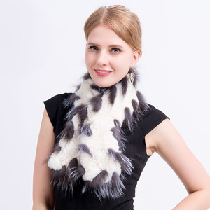 MWFur bufanda de piel de conejo Rex con cuello de pelo de zorro moda de invierno tejido a mano bufanda de piel recortada de pelo de zorro <span class=keywords><strong>para</strong></span> Collar - Product Image 6