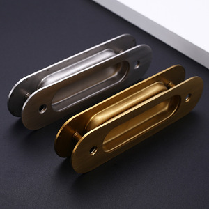 Stainless Steel Concealed Drawer Handles Oval Minimalist Cabinet Wardrobe <b>Door</b> Hardware Antirust Wire Drawing Finish - Product Image 4