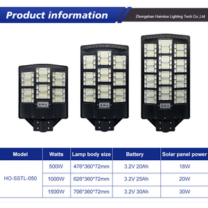 Farola Solar <span class=keywords><strong>LED</strong></span> Todo en Uno de Alta Potencia 500W 1000W 1500W ABS Ip65 para Proyectos con Batería Lifepo4 de 150Lm - Product Image 3