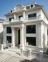 Revêtement extérieur en pierre calcaire blanche, panneau de façade de villa moderne, décoration murale extérieure, pierre naturelle, finition polie personnalisée