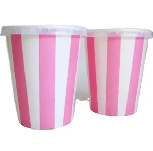 Double PE Coated 24oz paper Smoothie Cups For Cold Drinks With Straws