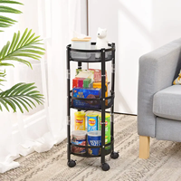 Chariot de rangement pour fruits et légumes à 3 niveaux, chariot utilitaire en métal avec roulettes pliantes pour le rangement de la cuisine de l'île