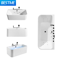 Baignoire moderne et simple en acrylique pour deux adultes avec mitigeur et douche, baignoire spa de luxe à encastrer, baignoire autoportante