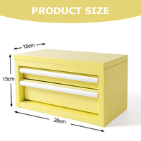 Boîte de rangement pour outils en acier jaune miniature avec tiroirs, petite boîte à outils pour le rangement d'objets de petite taille, boîte à outils en métal portable