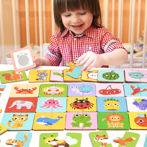 Gioco da Tavolo in Legno con Puzzle di Ombre di Animali, Gioco di Carte Interattivo Genitore-Figlio, Giocattolo Educativo per Bambini per lo Sviluppo del Pensiero e della Concentrazione - Product Image 1