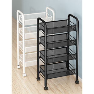Multi Tiered <b>Kitchen</b> Storage Rack 5 Layer Metal Trolley Cart With Wheels For Household Use - Product Image 1