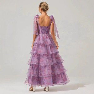 Primavera estate nuova moda senza maniche floreale tracolla con lacci grande abito <span class=keywords><strong>in</strong></span> <span class=keywords><strong>Organza</strong></span> abito - Product Image 2