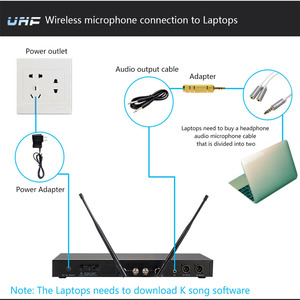 Microphone sans fil UHF portable pour l'église, l'enregistrement, la maison, le karaoké, les conférences et les spectacles sur scène - Product Image 4