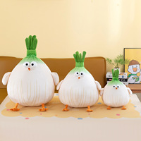 Coussin en peluche poulet ail, figurine de dessin animé poulet oignon vert, oreiller décoratif poussin échalote, cadeau