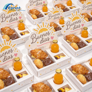 Boîtes à pain en papier recyclé en stock pour plateaux de petit-déjeuner, emballages de restauration rapide à emporter, finition brillante pour événements festifs et rentrée scolaire - Product Image 1