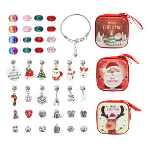 Kit de fabrication de bijoux de Noël DIY, bracelet perlé en alliage de 18 cm pour enfants, coffret cadeau de fêtes - Product Image 5