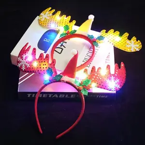 Factory direct custom LED Christmas headdress colorful antlers snowman bear Santa Claus decorations cute kids adult