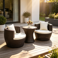 Ensemble canapé d'extérieur trois pièces de style européen personnalisé petite table basse décontractée simple chaise en rotin PE design moderne en fer