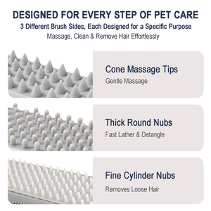 Soft Silicone <b>Pets</b> Dogs Hair Removal Triangle Three Sides Deep <b>Cleaning</b> <b>Bath</b> Brush Comb with Hanging Clasp - Product Image 4