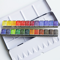 Venta Directa de Fábrica, Pigmentos de Acuarela Sólidos de Alta Calidad en 24 Colores, Juego en Caja de Hierro para Uso en Papel, Rubens al por Mayor