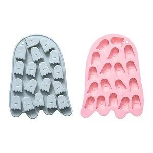 Molde de Silicona Antiadherente de 18 Cavidades con Forma de Fantasma para Halloween, Reutilizable, de Grado Alimenticio, Lindo Molde Magnético de Silicona para Chocolate, Dulces y Hielo DIY - Product Image 1