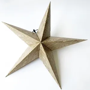 Wood Feeling Xmas Decor Pentagram Star Paper Lantern World Market Supplier