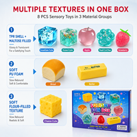 Lot de 8 jouets sensoriels souple à texture mixte et à récupération lente, en TPR et mousse PU remplie de maltose, coffret cadeau, vente en gros