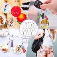 Vente en gros 30 pcs sublimation, porte-clés vierge transfert de chaleur bricolage double taille imprimé cercle transparent porte-clés acrylique/
