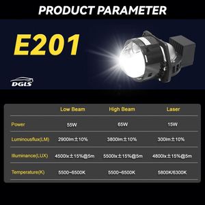 E201 DGLS 120W RHD/LHD 12V 10000LM 6000K ip68 voiture double lentille bi-led projecteur 3.0 pouces bi led projecteur laser - Product Image 6