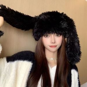 Winter <strong>Plush</strong> Warm Skiing Unisex Solid Color Fuzzy <strong>Hat</strong> Long <strong>Rabbit</strong> Ear <strong>Shape</strong> <strong>Hat</strong> - Product Image 5