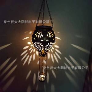 โคมไฟบอลลูนลมร้อนพลังงานแสงอาทิตย์ ไฟ LED งานเหล็กศิลป์ แขวนตกแต่งสวนกลางแจ้ง พร้อมแผงโซลาร์เซลล์และแบตเตอรี่ในตัว - Product Image 1
