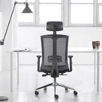 Appui-tête pivotant en maille Chaise de bureau Base en nylon Appui-tête Chaise de personnel Accoudoir fixe Réception Salle de réunion Chaise de bureau ergonomique