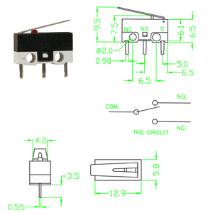 도매 플라스틱 스마트 3핀 1A 250V 마이크로 스위치 리미트 푸시 버튼 타입 짧은 레버 SPDT 회로 - Product Image 6