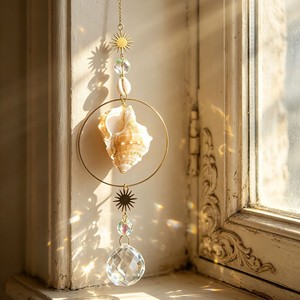 Cloche à vent en cristal de style océanique avec forme irrégulière pour la décoration suspendue de balcon et de fenêtre - Product Image 3