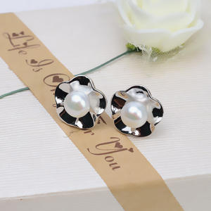 Pendientes y Broches de Oreja de Plata Coreana S925 Wenchi para Mujer, con Perla de 7-8 mm, Soporte Vacío para Joyería DIY, Modelo Chino 16292 - Product Image 3