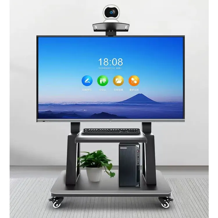 Universal LED Panel datar LCD layar TV troli tinggi dapat diatur 32 "untuk 75" braket TV ponsel berdiri lantai troli Tv