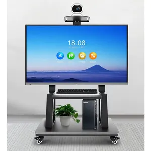 Phổ LED LCD màn hình phẳng màn hình TV xe đẩy chiều cao có thể điều chỉnh 32 "đến 75" TV di động khung tầng khán đài cán TV xe