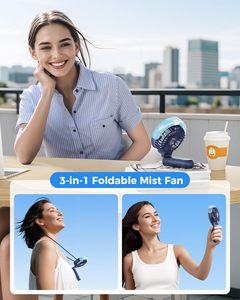 พัดลมพ่นหมอกแบบพกพา 180 พับได้ พ่นละอองน้ำแบบมือถือ 3 ระดับความเร็ว ถังน้ำ 30 มล. ชาร์จ USB ได้ สายคล้องคอ พกพาสะดวก - Product Image 6